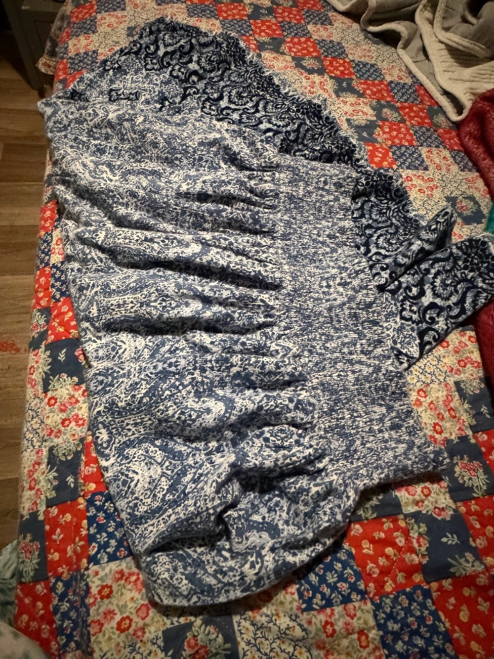 Blue and White Paisley Maxi Skirt